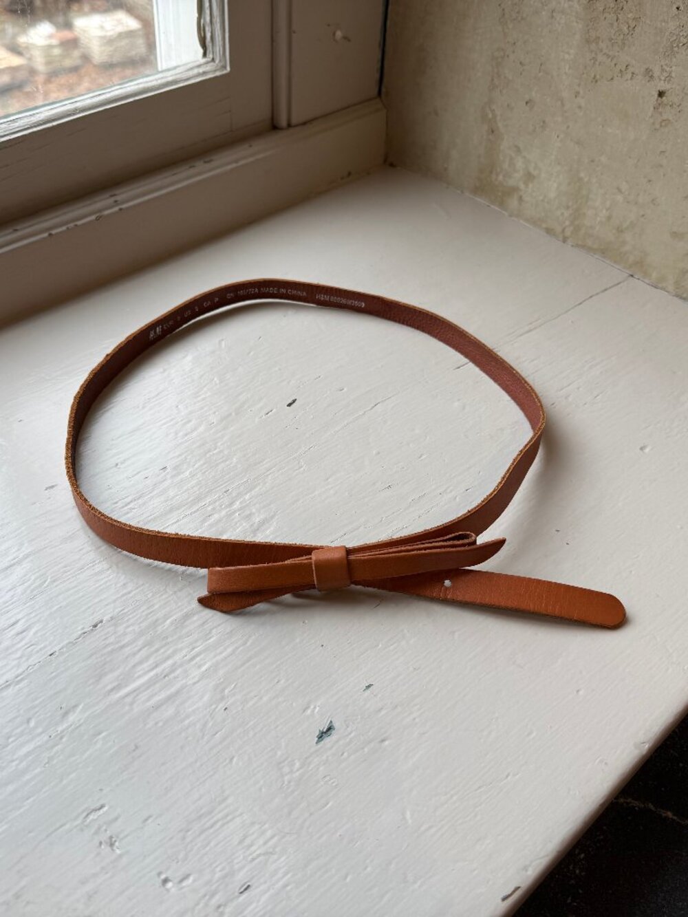 H&M Genuine Leather Wrap Tie Belt Cognac Brown Size S